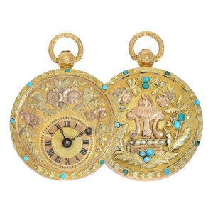 French gold, pearls and Turkisch stone watch Circa 1820
