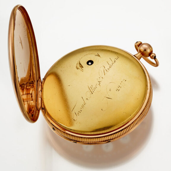 A beautiful gold Swiss verge watch with painted dial Circa 1810 A beautiful gold Swiss verge watch with painted dial Circa 1810