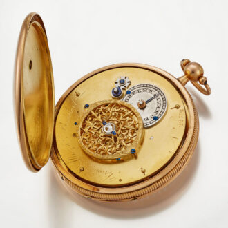 A beautiful gold Swiss verge watch with painted dial Circa 1810