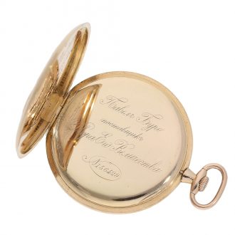 Decorative Russian 14K gold open faced watch Circa 1916