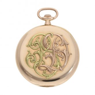 Decorative Russian 14K gold open faced watch Circa 1916