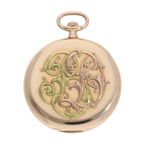 Decorative Russian 14K gold open faced watch Circa 1916 Decorative Russian 14K gold open faced watch Circa 1916