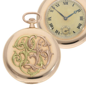 Decorative Russian 14K gold open faced watch Circa 1916