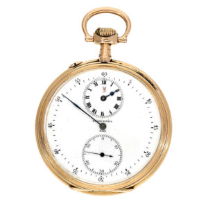 Swiss 18K gold pocket watch with regulator dial Circa 1910