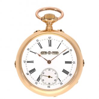 Swiss pink gold anker chronometer with linear calendar Circa 1890