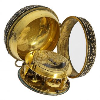 French single-handed Oignon watch with mock pendulum Circa 1690 French single-handed Oignon watch with mock pendulum Circa 1690