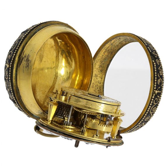 French single-handed Oignon watch with mock pendulum Circa 1690 French single-handed Oignon watch with mock pendulum Circa 1690