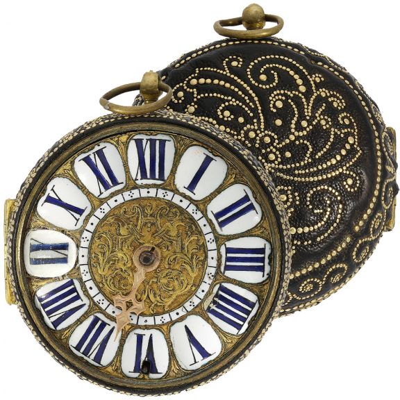 French single-handed Oignon watch with mock pendulum Circa 1690 French single-handed Oignon watch with mock pendulum Circa 1690