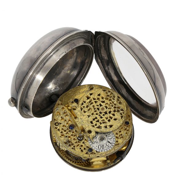 English early Champlevé silver verge pocket watch Circa 1700 English early Champlevé silver verge pocket watch Circa 1700