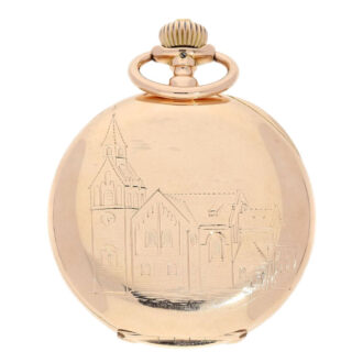 Swiss gold lever watch with "the church of Genthin" Circa 1900