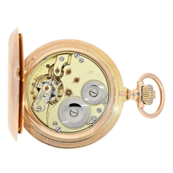 Swiss gold lever watch with "the church of Genthin" Circa 1900 Swiss gold lever watch with "the church of Genthin" Circa 1900