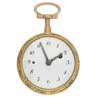 French gold and enamel repeating verge pocket watch Circa 1780