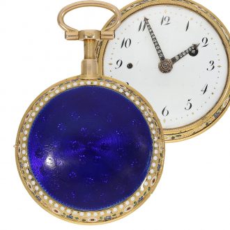 French gold and enamel repeating verge pocket watch Circa 1780