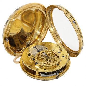 French gold and enamel repeating verge pocket watch Circa 1780