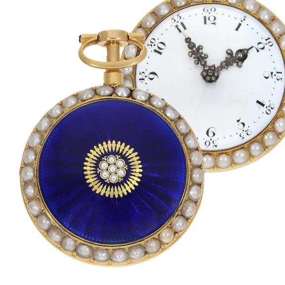 French gold and enamel quarter repeating pocket watch Circa 1770 French gold and enamel quarter repeating pocket watch Circa 1770