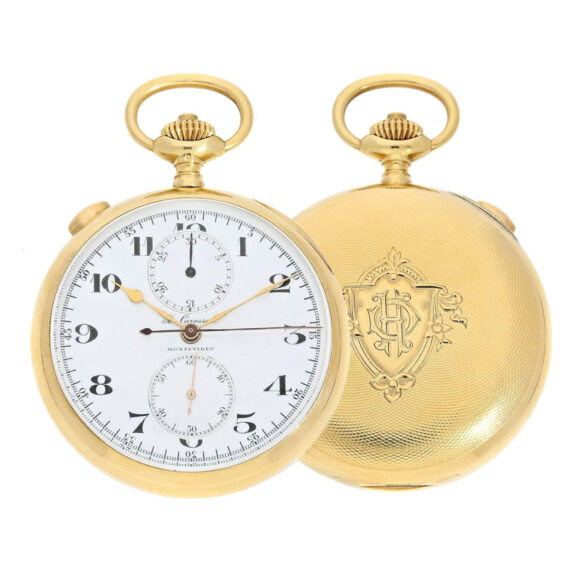American gold watch with split second chronograph Circa 1910