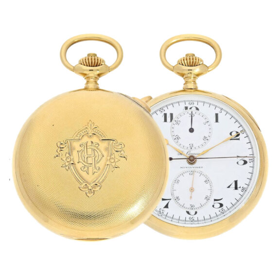 American gold watch with split second chronograph Circa 1910 American gold watch with split second chronograph Circa 1910