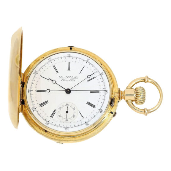 Swiss gold full hunting chronograph pocket watch Circa 1875