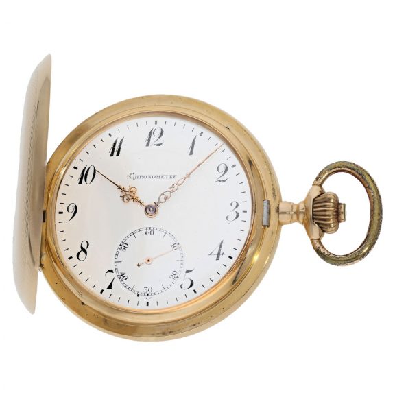 Swiss large and heavy gold hunting cased chronometer Circa 1890