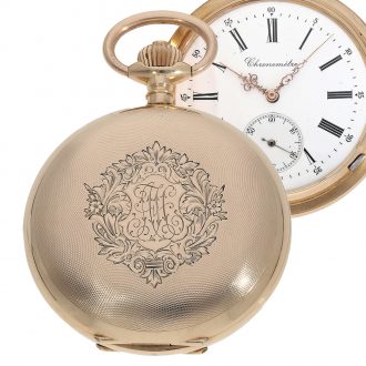 Swiss large and heavy gold hunting cased chronometer Circa 1890