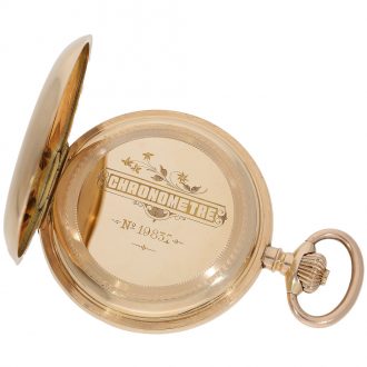 Swiss large and heavy gold hunting cased chronometer Circa 1890