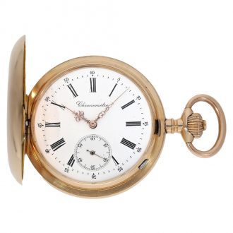 Swiss large and heavy gold hunting cased chronometer Circa 1890