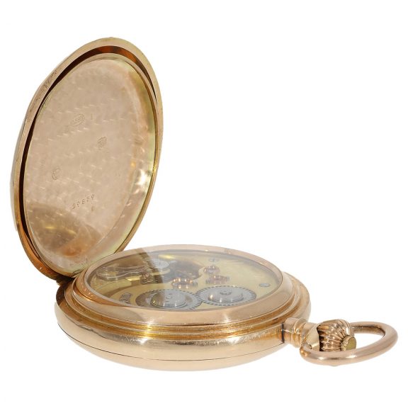 Swiss large and heavy gold hunting cased chronometer Circa 1890 Swiss large and heavy gold hunting cased chronometer Circa 1890