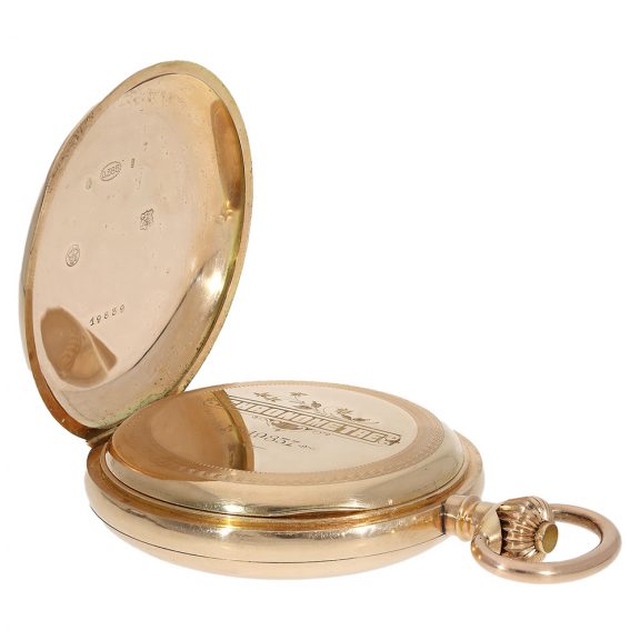 Swiss large and heavy gold hunting cased chronometer Circa 1890 Swiss large and heavy gold hunting cased chronometer Circa 1890