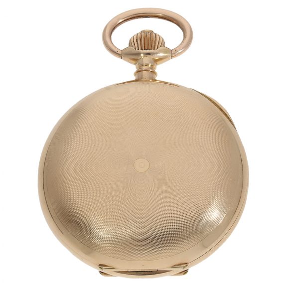 Swiss large and heavy gold hunting cased chronometer Circa 1890 Swiss large and heavy gold hunting cased chronometer Circa 1890