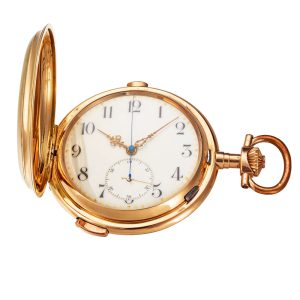 arge Swiss gold quarter repeating chronograph Circa 1920
