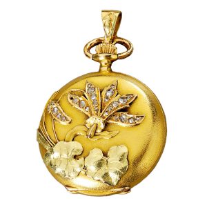 Swiss gold full hunter studded with diamonds Circa 1901