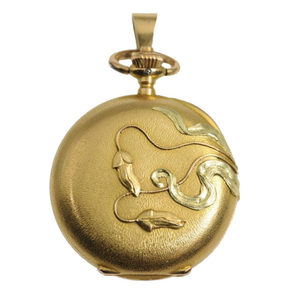 Swiss gold full hunter studded with diamonds Circa 1901 Swiss gold full hunter studded with diamonds Circa 1901