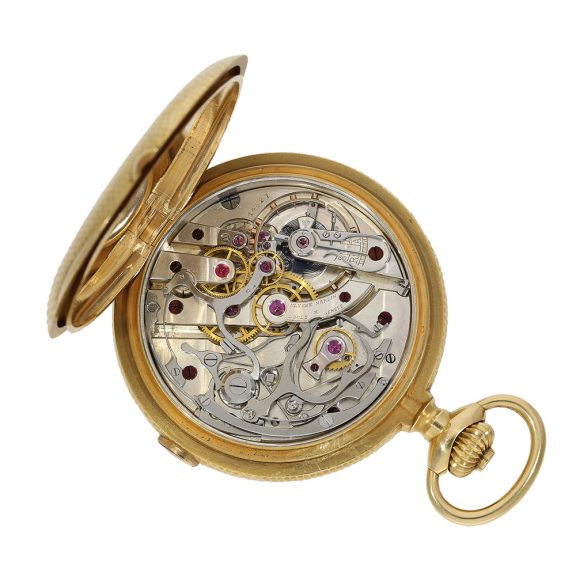 Rare Swiss gold hunting cased chronograph watch Circa 1910 Rare Swiss gold hunting cased chronograph watch Circa 1910
