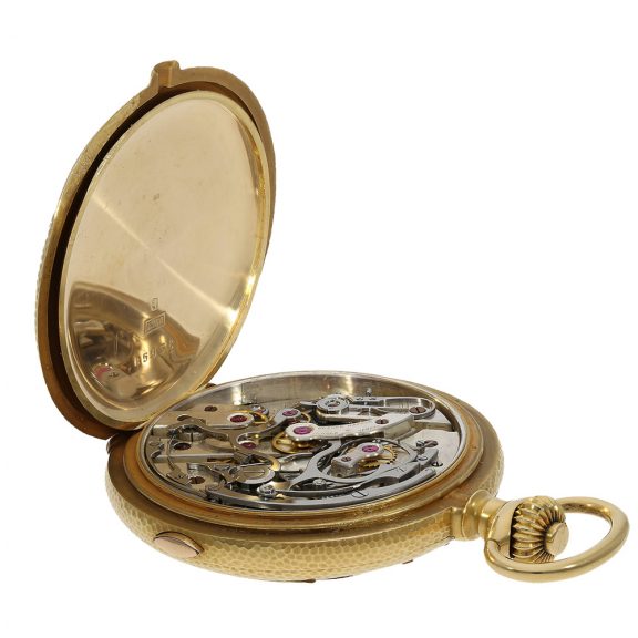 Rare Swiss gold hunting cased chronograph watch Circa 1910 Rare Swiss gold hunting cased chronograph watch Circa 1910