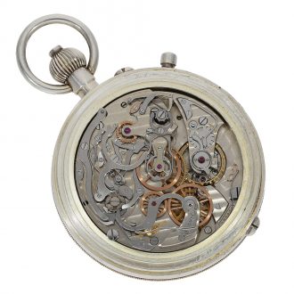 Swiss silver split-seconds chronograph with register Circa 1956
