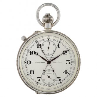 Swiss silver split-seconds chronograph with register Circa 1956