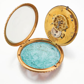 A French watch erotic enamel painting with pearls Circa 1790