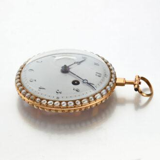 A French watch erotic enamel painting with pearls Circa 1790