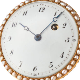 A French watch erotic enamel painting with pearls Circa 1790