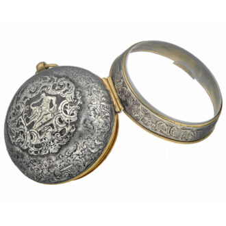 A French verge oignon  with enamel dial in a silver case Circa 1695
