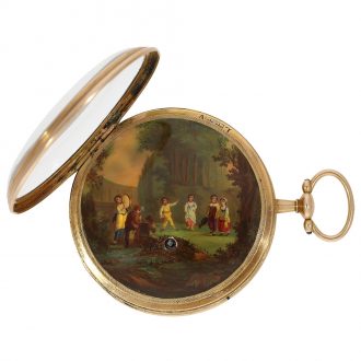 Swiss unique gold watch with musical movement Circa 1800