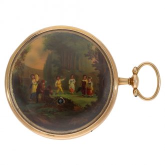 Swiss unique gold watch with musical movement Circa 1800