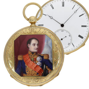 French watch with inlaid polychrome enamel portrait Circa 1852