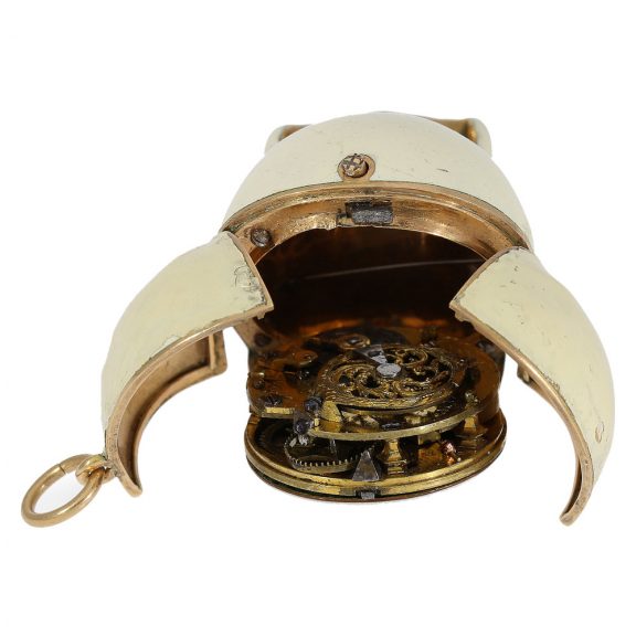 1108-4211-(4) Austrian gold and enamel skull form verge watch Circa 1800