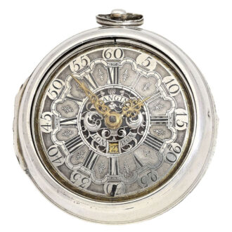 English silver paircase verge pocket watch Circa 1740 English silver paircase verge pocket watch Circa 1740