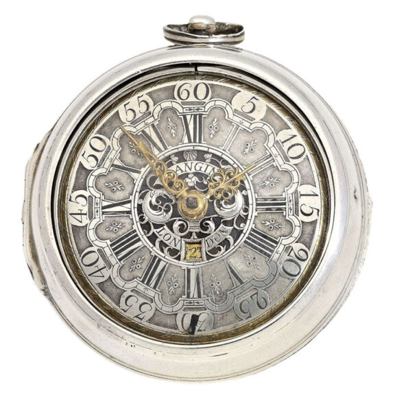 English silver paircase verge pocket watch Circa 1740 English silver paircase verge pocket watch Circa 1740