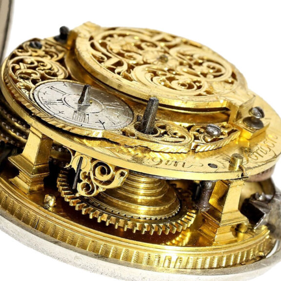English silver paircase verge pocket watch Circa 1740 English silver paircase verge pocket watch Circa 1740