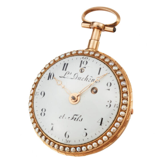 Gold watch repeater with pearls on both sides Circa 1800 Gold watch repeater with pearls on both sides Circa 1800