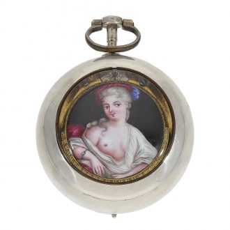 Swiss silver Oignon with automaton and erotic painting Circa 1700 Swiss silver Oignon with automaton and erotic painting Circa 1700