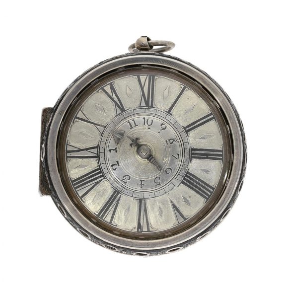 English single-handed pair cased verge with alarm Circa 1700 English single-handed pair cased verge with alarm Circa 1700